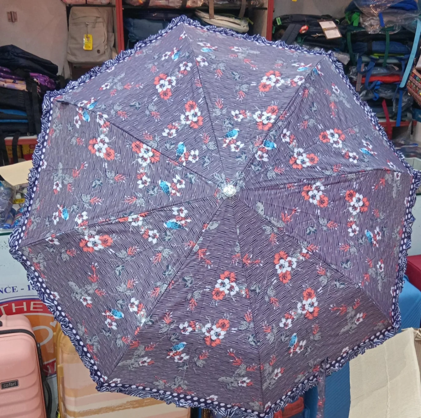 3 fold frill printed umbrella, 21.5 inches ladies umbrella